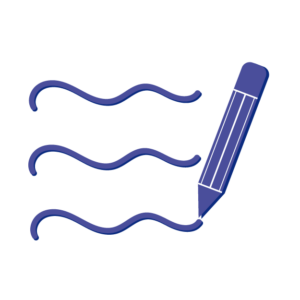 illustration av en blå penna som ritar