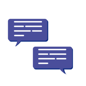 illustration av två blå fyrkantiga pratbubblor