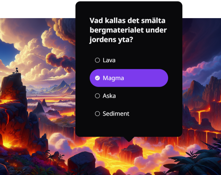 Bild med en fråga från ett spel i Escaply